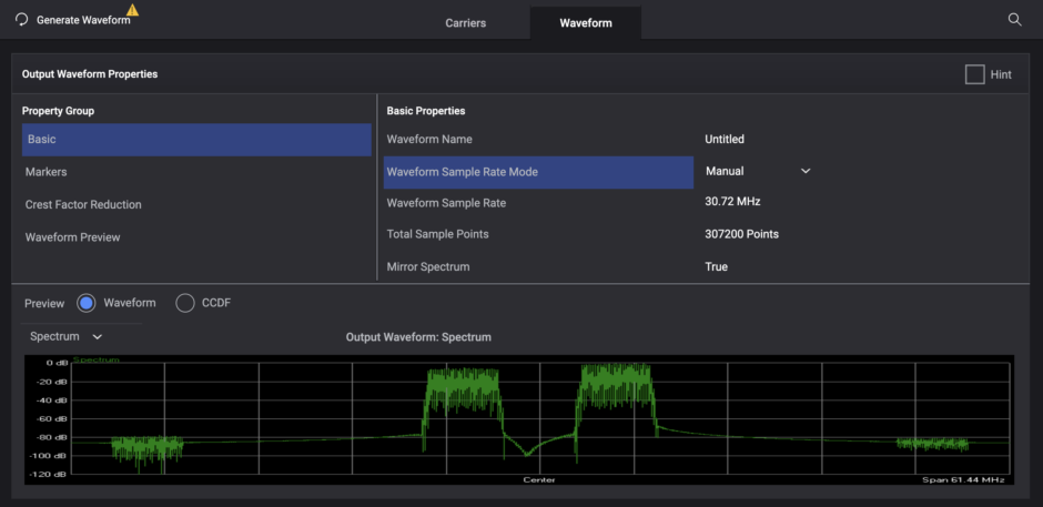 Sample Screenshot of Keysight Signal Studio
